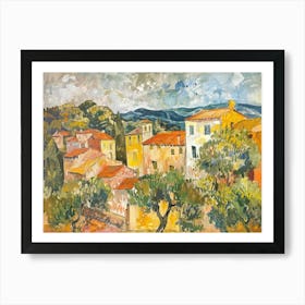Golden Afternoon Vista Painting Inspired By Paul Cezanne Art Print