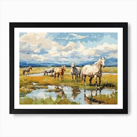Horses Painting In Mongolia, Landscape 2 Art Print