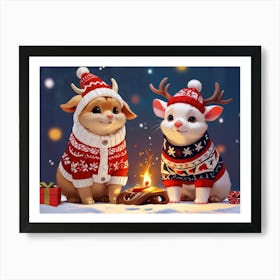 Christmas Animals 1 Art Print