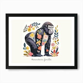 Little Floral Mountain Gorilla 3 Poster Art Print