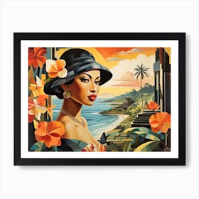 Vintage Cubist Travel Poster Indonesia Tourism Art Print