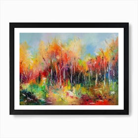Sunny fall forest Art Print