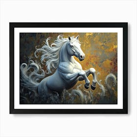 Fantasy Illustration Of A Wild Unicorn Horse 9 Art Print