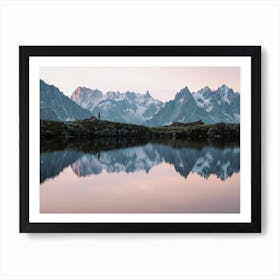 Pink Mountain Sunset Reflection Art Print