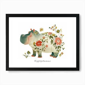 Little Floral Hippopotamus 3 Poster Art Print