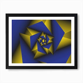 Blue Tech Spiral Art Print