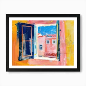 Lisbon From The Window View Painting 3 Art Print