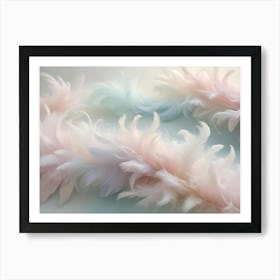 Abstract Background Of Soft, Pastel Pink And Blue Feathers Arranged In A Flowing, Swirling Pattern Art Print