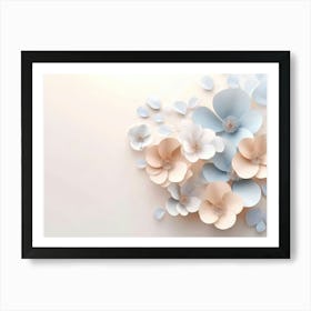 Animated 3d With Simple Floral Painting on A Light Gray Background Art Print