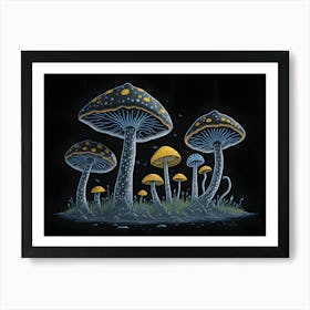 Neon Mushrooms (7) 2 Art Print