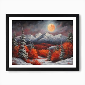 Full Moon In The Mountains Art Print