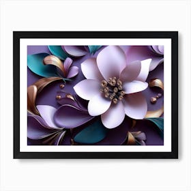 3d Flowers In Purple Design Art Print