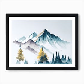 Mountain Background Minimal Landscape Art Very Plain Added Foreground Trees Watercolor Brush 12 20231027112659326 Two3 Tkmx Art Print