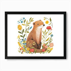 Little Floral Ferret 3 Art Print