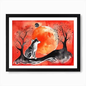 Wolf In The Moonlight 9 Art Print