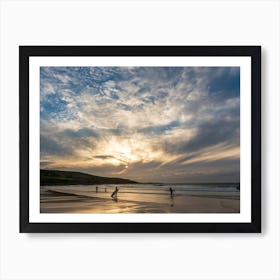 Porthmear Sunset Surfers Art Print