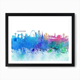 London Uk Skyline Splash Art Print