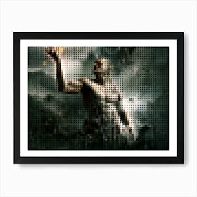 Prometheus In A Pixel Dots Art Style Art Print