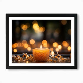 A Candle With A Softly Flickering Flame Art Print