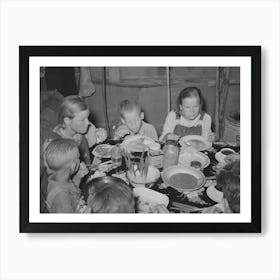 Children Of Agricultural Day Laborer Eating Their Noonday Meal Near Webbers Falls, Oklahoma, Muskogee County Art Print