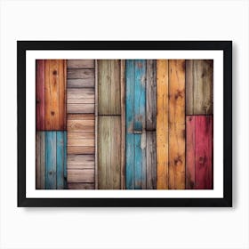 Colorful wood plank texture background 13 Art Print