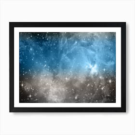 Sky Blue Grey Galaxy Space Background Art Print