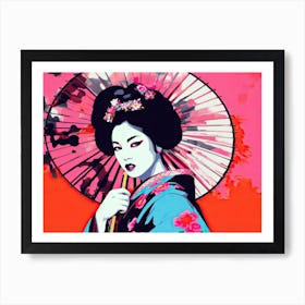 Geisha Face Pop Art 5 Art Print