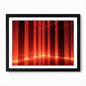 Abstract Digital Image Of A Room With Red Neon Beams Of Light Creating A Futuristic And Energetic Atmosphere Art Print