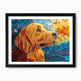 Golden Retriever Dog Quilling Portrait II Art Print