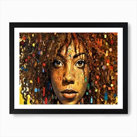 Ethnic- Pointallism Portrait Of A Woman Art Print