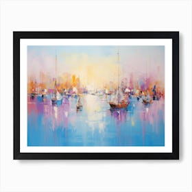 Sunset Sailboats Art Print