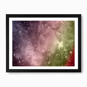 Red Green Purple Galaxy Space Background Art Print