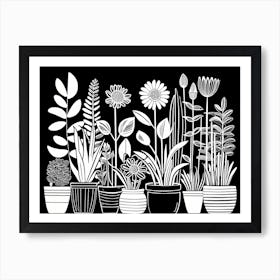 Lion cut inspired Black and white Garden plants & flowers art, Gardening art, Garden 201 Art Print