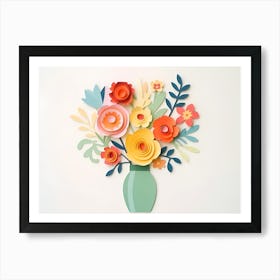 Paper Flowers In A Vase Art Print