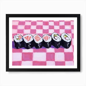 Sushi Selection Pink Checkerboard 2 Art Print
