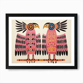 Eagle 4 Folk Style Animal Illustration Art Print