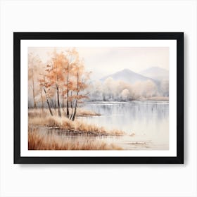 A Painting Of A Lake In Autumn 30 Art Print