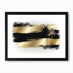 Gold And Black Palm Trees 1 Art Print