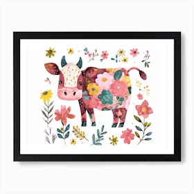 Little Floral Cow 4 Art Print