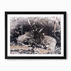 bstract black paint background. Dirty old cement wall Art Print