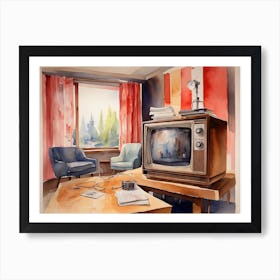 Tv In The Living Room Art Print