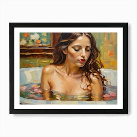 Nude Woman In A Bathtub Art Print