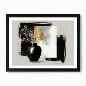 Abstract Black And Gold Painting 91 Art Print