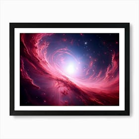 Abstract Celestial Scene Capturing A Nebula Explosion In The Pink And Red Hues Of A Distant Galaxy (4) Art Print