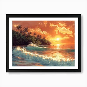 Sunset At The Beach 5 Art Print