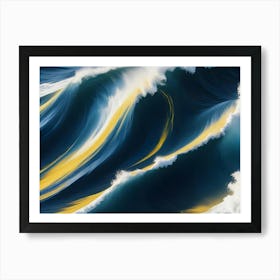 Abstract Swirling Waves Of Deep Blue And Vibrant Yellow Blend Seamlessly In A Mesmerizing, Fluid Pattern Art Print