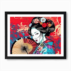 Geisha Face Pop Art 12 Art Print