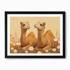 Floral Animal Illustration Camel 2 Art Print