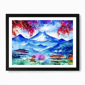 A Watercolor Dream Of Japan  Art Print