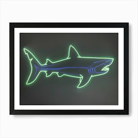Green Scalloped Hammerhead Neon Shark 4 Art Print